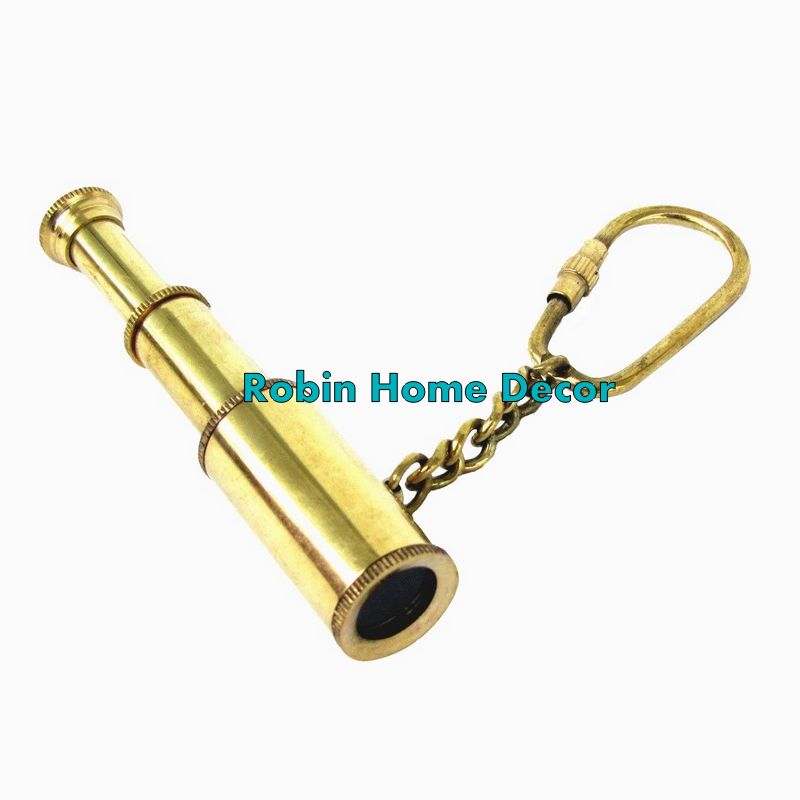 Solid Brass Miniature Functional Collapsible Telescope Keychain Spyglass Scope